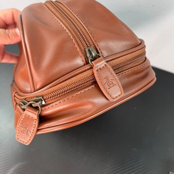 Penguin By Munsingwear Mens Leather Travel Kit Bag W/ Zip Closure & Carry Handle - Picture 7 of 13